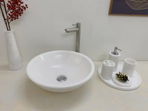 Lavabo đá màu trắng